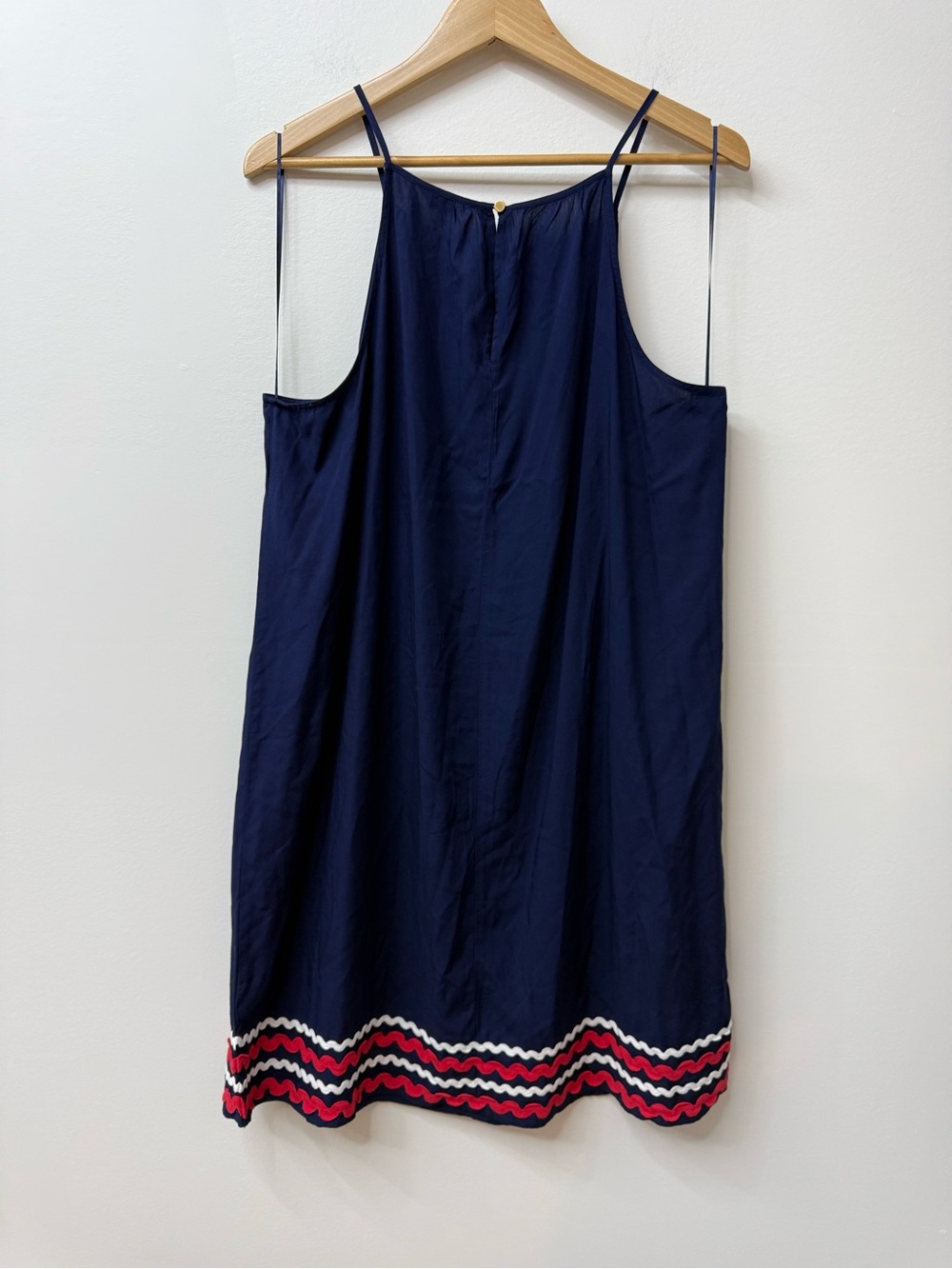 crown & ivy Navy Spaghetti-Strap Dress with Red and White Chevron Hem size XL - Picture 4 of 9